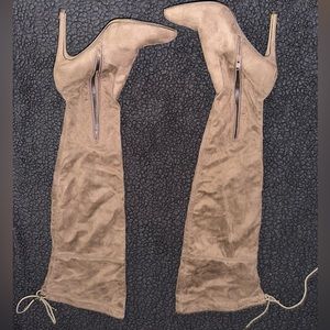 Taupe Suede Thigh Boots